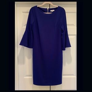 Calvin Klein Blue Bell-Sleeve Sheath Dress